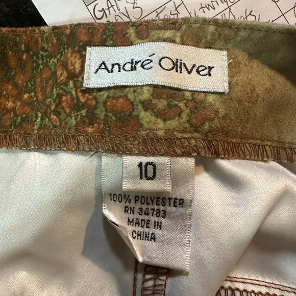 Andre Oliver Vintage Brown Animal Leopard Print Button Front Pantsuit 10 - Picture 9 of 11